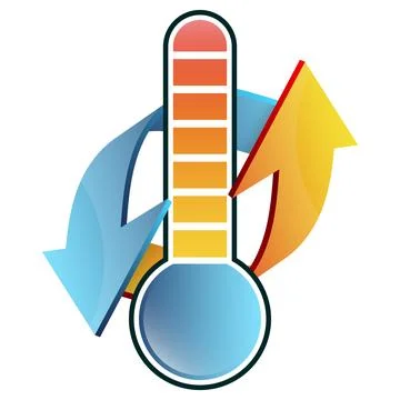 Thermometer and arrows for heating and cooling Stock-Illustration
