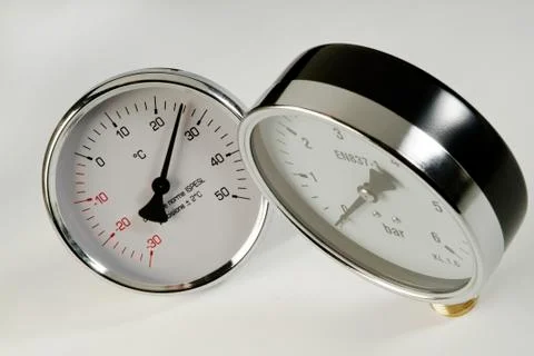 Thermometer and barometer Foto stock