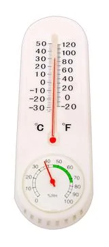 Thermometer and hygrometer measuring temperature and humidity Stock Photos