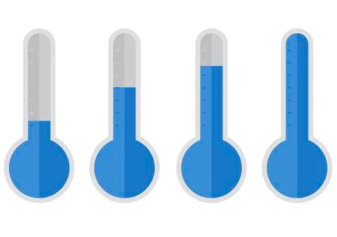 Thermometer blue flat Stock Illustration