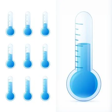Thermometer blue set different states Illustrazione stock