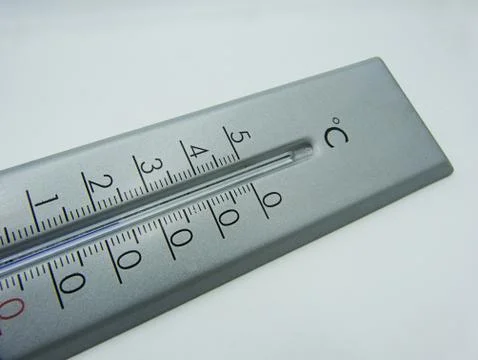 Thermometer calibrated in degrees celsius on white background Stock-Fotos