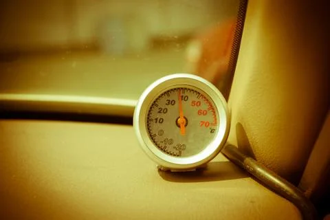 Thermometer in the car Stock Photos