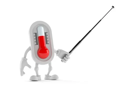 Thermometer character aiming with pointer stick Stock Illustration