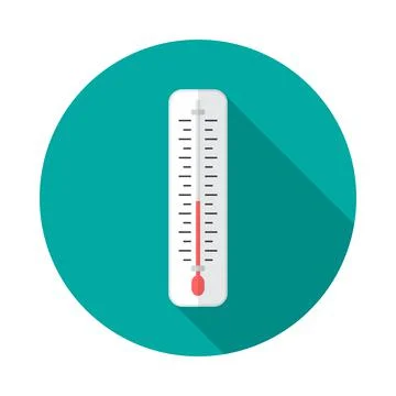 Thermometer circle icon with long shadow. Flat design style. Stock Illustration