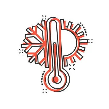 Thermometer climate control icon in comic style. Meteorology balance cartoon  Ilustração Stock
