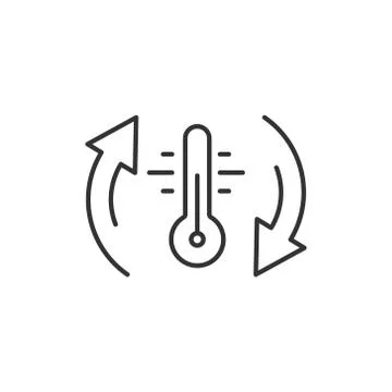 Thermometer climate control icon in flat style. Meteorology balance vector il Ilustração Stock