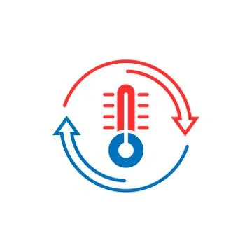 Thermometer climate control icon in flat style. Meteorology balance vector il Ilustração Stock