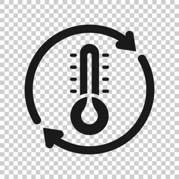 Thermometer climate control icon in flat style. Meteorology balance vector il Ilustração Stock