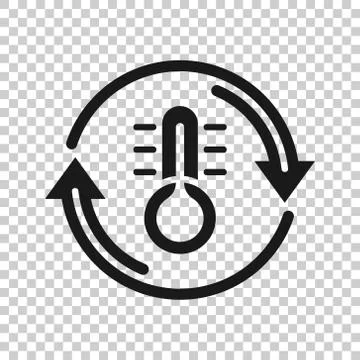 Thermometer climate control icon in flat style. Meteorology balance vector il Ilustração Stock
