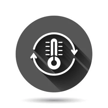 Thermometer climate control icon in flat style. Meteorology balance vector il Ilustração Stock