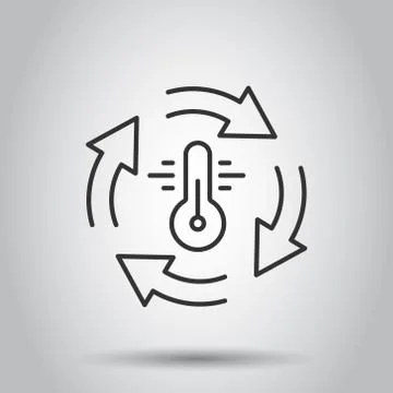 Thermometer climate control icon in flat style. Meteorology balance vector il Ilustração Stock