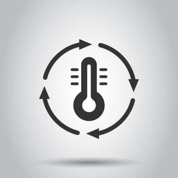 Thermometer climate control icon in flat style. Meteorology balance vector il Ilustração Stock
