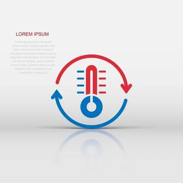 Thermometer climate control icon in flat style. Meteorology balance vector .. Ilustração Stock
