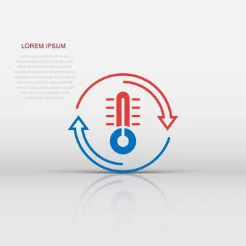 Thermometer climate control icon in flat style. Meteorology balance vector .. Ilustração Stock