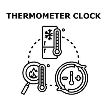 Thermometer clock measuring temperature change and control concept Stock Illustration