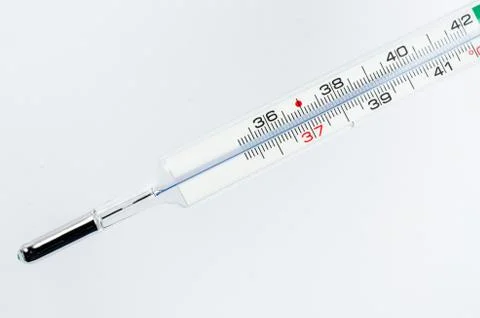 Thermometer closeup on white Stock Photos