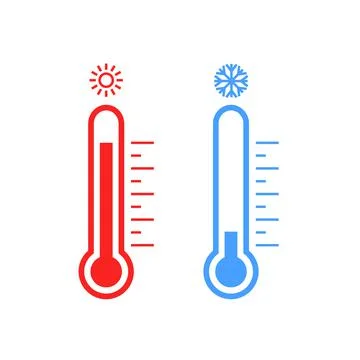 Thermometer cold and hot icon. Freeze temperature vector weather warm cool Stock Illustration