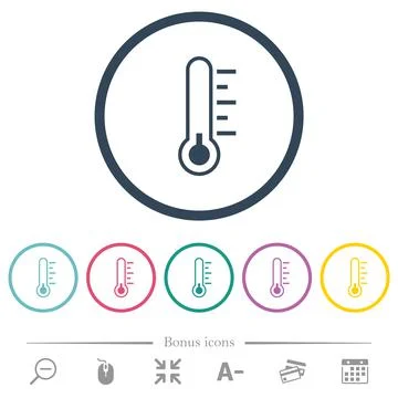 Thermometer cold temperature flat color icons in round outlines Stock Illustration