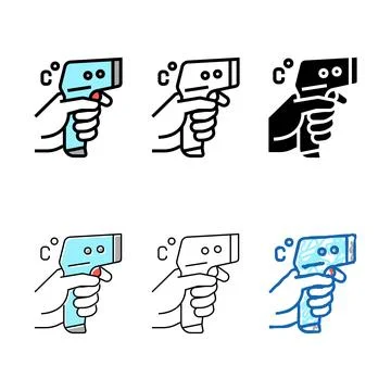 Thermometer contactless color icon vector set Stock Illustration