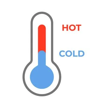 Thermometer displaying hot and cold temperatures. Minimalistic design for Stock Illustration
