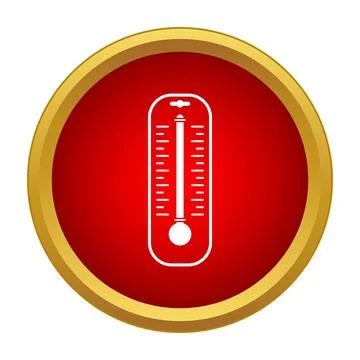 Thermometer displaying temperature inside red circle icon design Stock Illustration