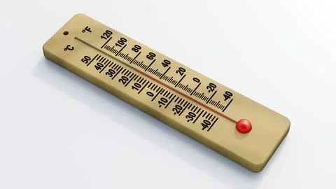 A thermometer with dual temperature scales in Celsius and Fahrenheit. Stock Illustration