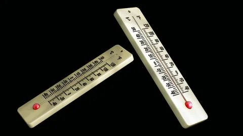 A thermometer with dual temperature scales in Celsius and Fahrenheit. Stock Illustration