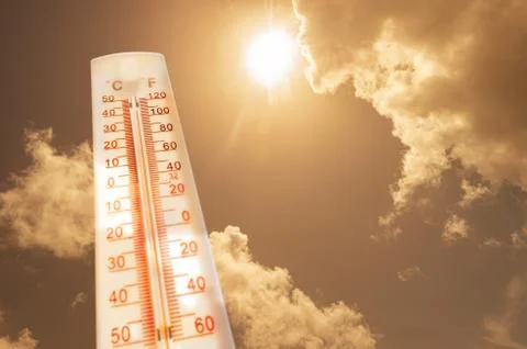 Thermometer during heatwave Stock Photos