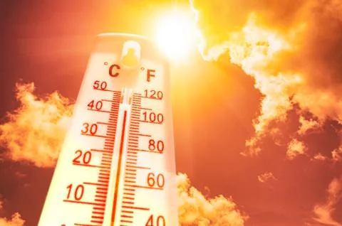 Thermometer during heatwave Stock Photos