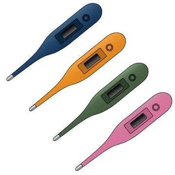 The thermometer is electronic. Vector set of illustrations. 스톡 일러스트