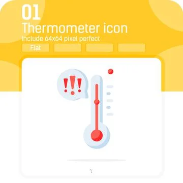 Thermometer with exclamation icon with flat style isolated Illustrazione stock