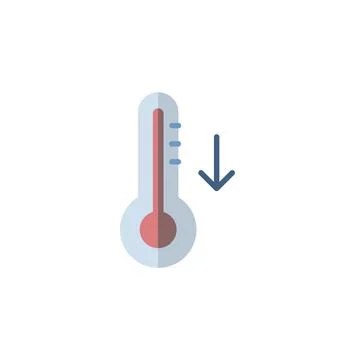 Thermometer. Fall temperature. Flat icon. Isolated weather vector illustratio Stock Illustration
