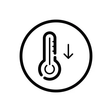 Thermometer. Fall temperature. Weather icon in a circle. Isolated vector illu Stock Illustration