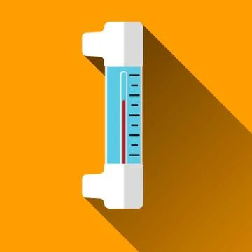 Thermometer Flat Icon with Long Shadows, Vector Illustration Stock Illustration