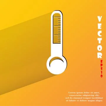 Thermometer. Flat modern web button with long shadow and space for your text. Stock Illustration