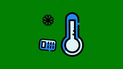 Thermometer green background two thermometers blue black green screen animated Video stock 314066855