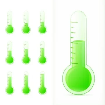Thermometer green set with different states Illustration