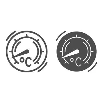Thermometer for grilling line and solid icon, bbq concept, Round kitchen Stock Illustration