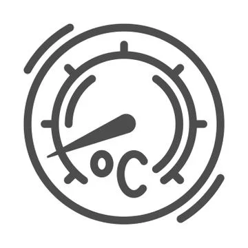 Thermometer for grilling line icon, bbq concept, Round kitchen thermometer sign Stock Illustration