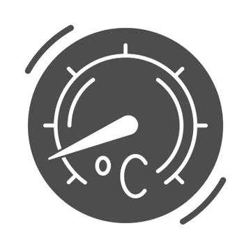 Thermometer for grilling solid icon, bbq concept, Round kitchen thermometer sign Stock Illustration