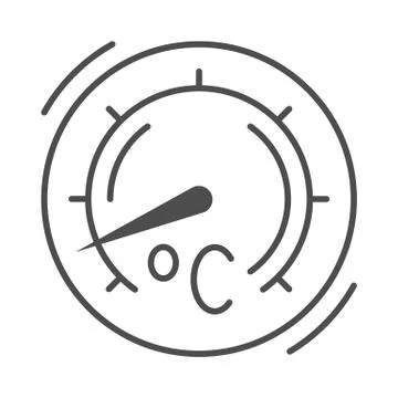 Thermometer for grilling thin line icon, bbq concept, Round kitchen thermometer Stock Illustration