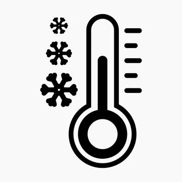 Thermometer with high and low temperature isolated minimal single flat linear ic Stock Illustration