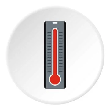 Thermometer with high temperature icon, flat style Stock Illustration