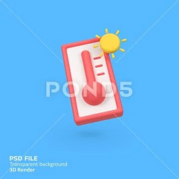 Thermometer with high temperature isolated 3d render icon illustration PSD Template