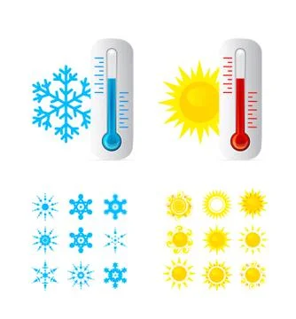 Thermometer hot and cold temperature Stock Illustration