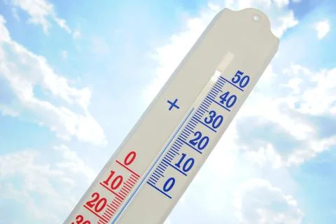 Thermometer in a hot day Stock Photos