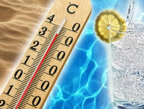 Thermometer in hot summer days Illustrazione stock