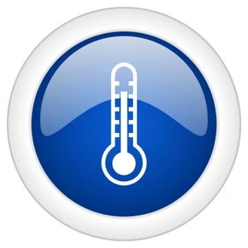 Thermometer icon, circle blue glossy internet button, web and mobile app illu Stock Illustration