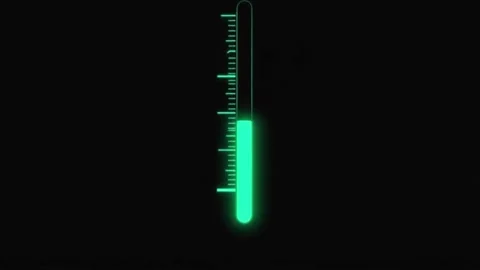 Thermometer icon on a dark background showing a medium temperature level Stock Footage 340318491